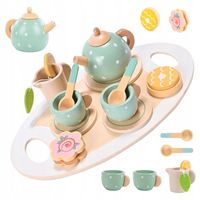 Drewniany Serwis dla Dzieci do Herbaty Kawy Zestaw Kawowy Filiżanki Zastawa