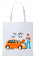Dla Mechanika Prezent Torba Eco Biała Shopper Z Nadrukiem Ze Zdjęciem
