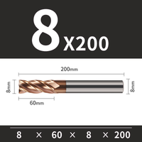 Frez TiSiN 4 ostrza Z-4 do stali nierdzewnej do 55HRC Roz. Ø8x60x8Dx200L