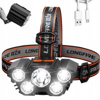 MOCNA LATARKA CZOŁOWA NA GŁOWĘ CZOŁÓWKA 5 LED CREE XPE T6 AKUMALOTOR