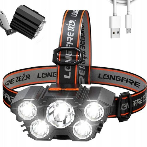 MOCNA LATARKA CZOŁOWA NA GŁOWĘ CZOŁÓWKA 5 LED CREE XPE T6 AKUMALOTOR na Arena.pl