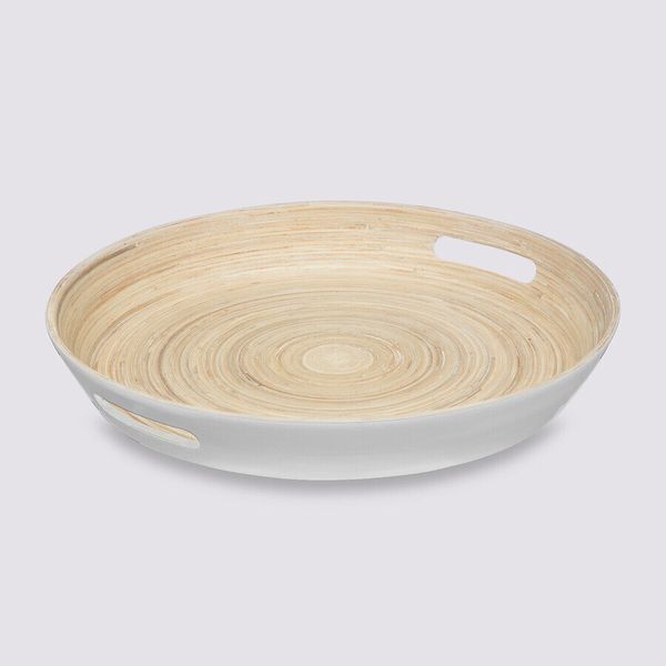 Taca Modern 42cm biała bambusowa zdjęcie 2