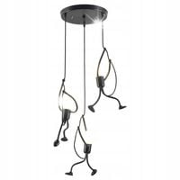 LAMPA SUFITOWA WISZACA CZARNA LOFT LED NOWOCZESNA LUDZIKI HUMANOIDALNE