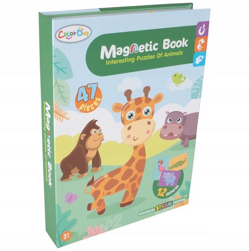 Książka układanka magnetyczna edukacyjna Safari Zwierzęta ZOO dla Dzieci na Arena.pl
