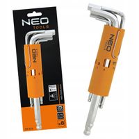 NEO KLUCZE SZEŚCIOKĄTNE IMBUSY DŁUGIE KULISTE 2.5-10mm zestaw 8e 09-523