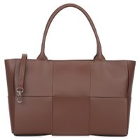 VERA PELLE torebka skórzana klasyczna z paskiem na ramię V623 brązowa