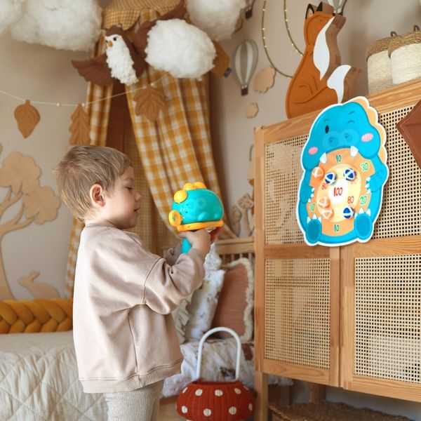 WOOPIE Gra w Rzutki Dart Pistolet Dinozaur na Kulki Rzepy Tarcza Punkty Strzelanie zdjęcie 9