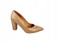 Brąz toffi czółenka Prestige 2106/OBL damskie słupek skóra eleganckie r.38