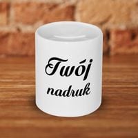 Biała, ceramiczna skarbonka z Twoim nadrukiem