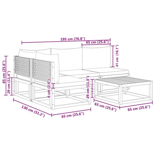 5-częściowy zestaw wypoczynkowy do ogrodu z poduszkami, drewno akacjowe i r na Arena.pl