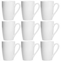 9x KUBEK PORCELANOWY BIAŁY 300ml do KAWY HERBATY NAPOJÓW KUBEK z UCHEM