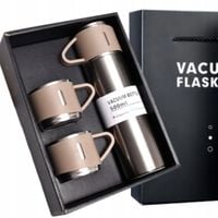 PROFESJONALNY TERMOS PRÓŻNIOWY Z KUBKIEM 3 kubki ORYGINALNY PREZENT 500ml