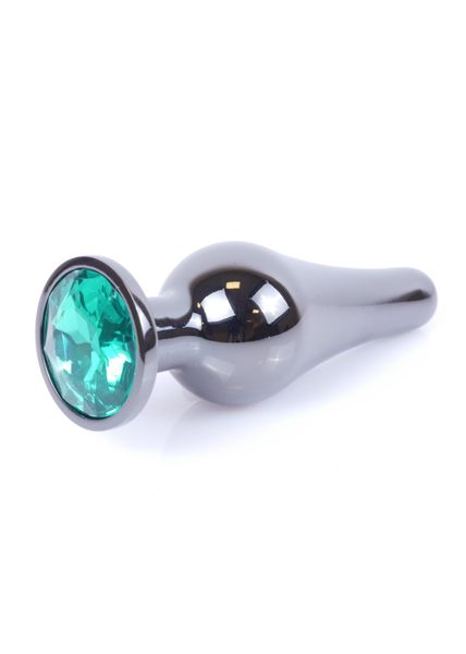 Plug-Jewellery Dark Silver Butt Plug- Green zdjęcie 7