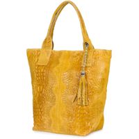 Torebka Worek Skórzana A4 krokodyl z Saszetką musztarda L94