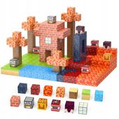 ZESTAW Magnetyczny KLOCKI Minecraft WIOSKA BAZA 100el 3D BUDYNKI MONTESSORI