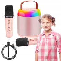 ZESTAW KARAOKE 2 MIKROFONY + GŁOŚNIK BEZPRZEWODOWY BLUETOOTH SUPER DŹWIĘK