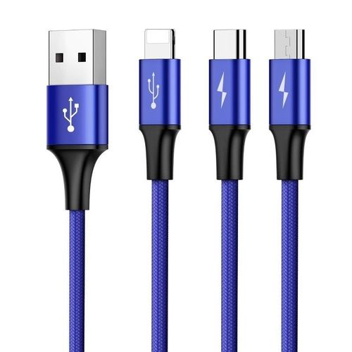 Kabel USB Baseus Rapid 3w1 Typ C / Lightning / Micro 3A 1,2M - niebieski na Arena.pl