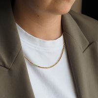 Naszyjnik urodzeniowy sierpień - Perydot, złoty hematyt i srebro złocone
