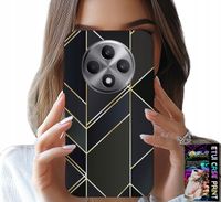 ETUI DO OPPO RENO12 F / 12FS 5G - ZŁOTE RAMKI, ELEGANCKIE WZORY + SZKŁO