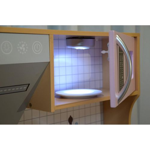 KUCHNIA DREWNIANA DLA DZIECI PODŚWIETLANE PALNIKI LAMPKA LED 87x30x83,5CM WOODEN na Arena.pl