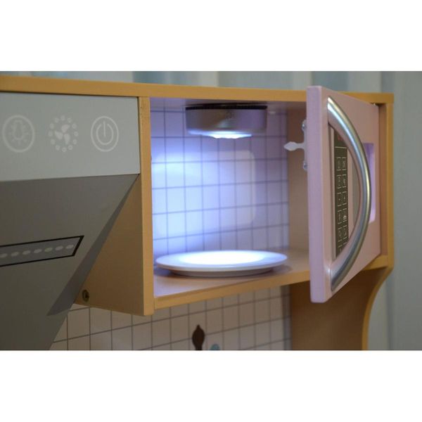 KUCHNIA DREWNIANA DLA DZIECI PODŚWIETLANE PALNIKI LAMPKA LED 87x30x83,5CM WOODEN zdjęcie 17