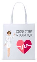 Dla Pielęgniarki Prezent Torba Eco Biała Shopper Z Nadrukiem Ze Zdjęciem
