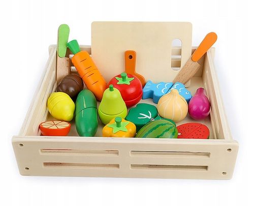 KLOCKI MAGNETYCZNE DREWNIANE OWOCE WARZYWA KLOCKI DUŻY ZESTAW MONTESSORI na Arena.pl