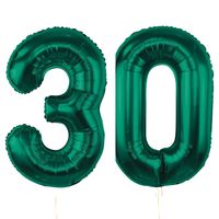 Balony foliowe liczba 30 butelkowy zielony, 85 cm