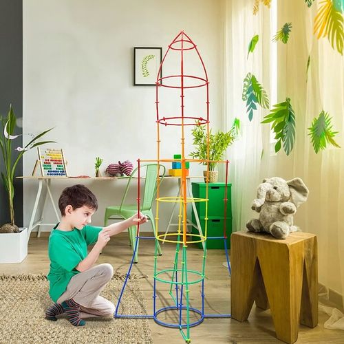 KLOCKI SŁOMKI KONSTRUKCYJNE PATYCZKI RURKI ZESTAW 400el PUDEŁKO DLA DZIECI na Arena.pl