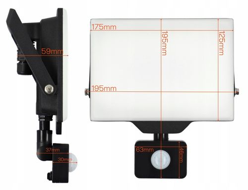 Halogen LED Naświetlacz Reflektor 50W 4500K z Czujnik Ruchu PIR na Arena.pl