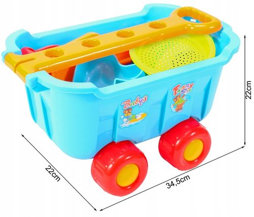 ZESTAW DO ZABAWY W PIASKU PIASKOWNICY WÓZEK TACZKA FOREMKI ŁOPATKI na Arena.pl