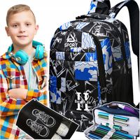 PLECAK SZKOLNY TORNISTER ORGANIZER MOCNY POJEMNY + WOREK NA BUTY + PIÓRNIK