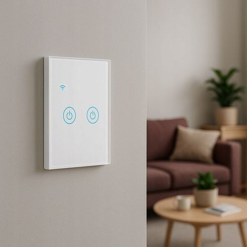 DOTYKOWY WŁĄCZNIK ŚWIATŁA DWUKANAŁOWY SZKLANY LED BIAŁY WiFi Tuya na Arena.pl