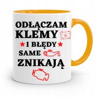 Kubek Żółty Prezent Dla Mechanika Odłączam Klemy Z Nadrukiem Ze Zdjęciem