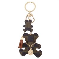 brelok do kluczy z przywieszkami miś sweet brązowa kratka brl124