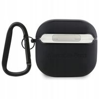 Etui Mercedes do AirPods 4 cover czarny Leather Metal Logo