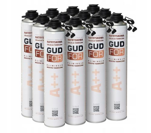 Pianka PUR do ociepleń izolacji, 2 dysze do natryskiwania 850ml GUDFOR A++ na Arena.pl