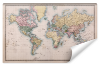 Fototapeta Do Salonu Antyczna MAPA ŚWIATA Styl Retro 90cm x 60cm