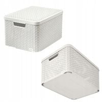 Curver Rattan Kremowy L Koszyk Kosz z Pokrywką Organizer Pudło na