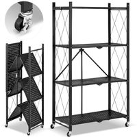 Regał metalowy magazynowy składany HIGHER na kółkach czarny 4 półki loftowy