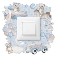 Naklejka Pod Kontakt Dla Dzieci Misie Samochody Balony Gwiazdy 20cm x 20cm