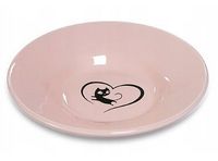 Płaska miska ceramiczna dla kota - różowa z motywem serca Yarro 15,5 x 3cm