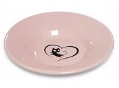 Płaska miska ceramiczna dla kota - różowa z motywem serca Yarro 15,5 x 3cm