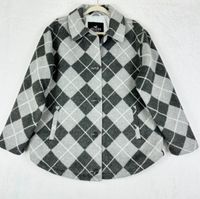 Płaszcz Hollister Argyle w kratę elegancki oversize szary S
