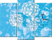 90CM 70 ZEGAR 3 ELEM DMUCHAWCE ABSTRAKCYJNYM BŁĘKITNYM TLE SCIENNY DRUK