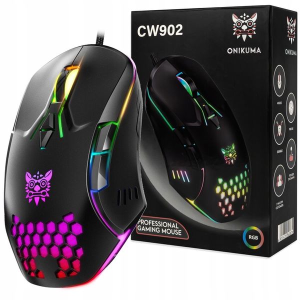 ONIKUMA CW902 PRZEWODOWA MYSZ KOMPUTEROWA GAMINGOWA PODŚWIETLENIE RGB 1,5M zdjęcie 2