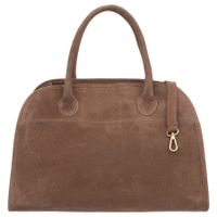 VERA PELLE torebka damska zamszowa klasyczna duża z paskiem V675 taupe