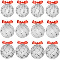 Bombki choinkowe brokatowe NIETŁUKĄCE OZDOBY ŚWIĄTECZNE 12 szt 8 cm