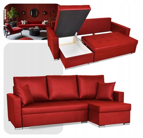 Narożnik rozkładany z funkcją spania ekoskóra Varius rogówka Family Meble na Arena.pl