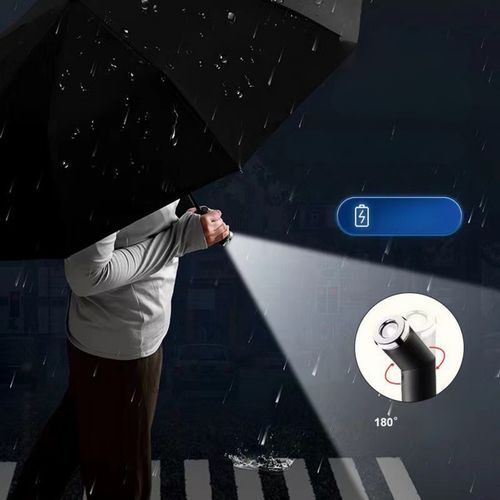 PARASOLKA AUTOMATYCZNA Z LATARKĄ LED PARASOL SKŁADANY PEŁEN AUTOMAT CZARNY na Arena.pl